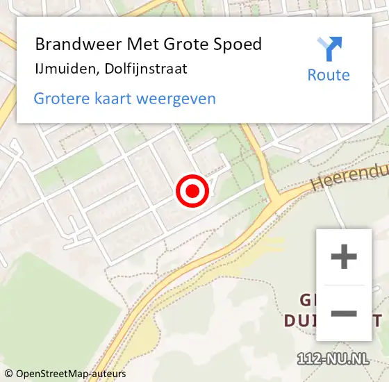 Locatie op kaart van de 112 melding: Brandweer Met Grote Spoed Naar IJmuiden, Dolfijnstraat op 25 december 2024 01:45