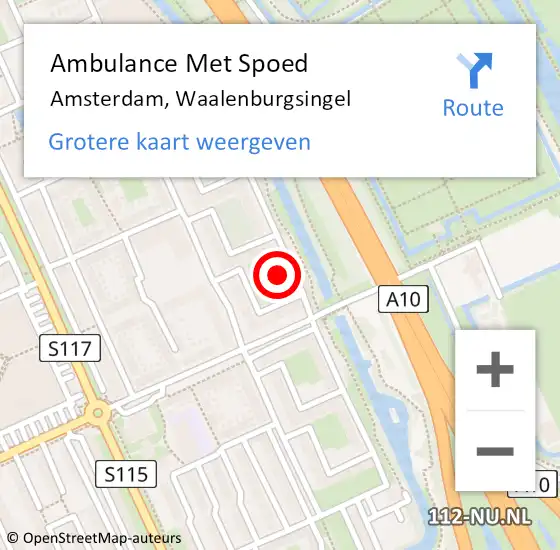 Locatie op kaart van de 112 melding: Ambulance Met Spoed Naar Amsterdam, Waalenburgsingel op 25 december 2024 02:12