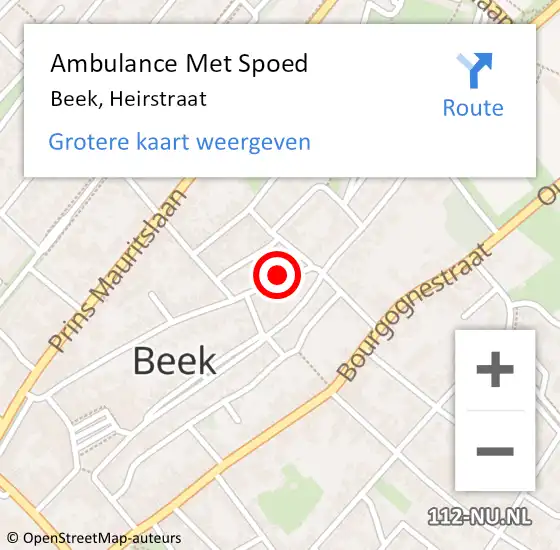 Locatie op kaart van de 112 melding: Ambulance Met Spoed Naar Beek, Heirstraat op 31 oktober 2014 14:51