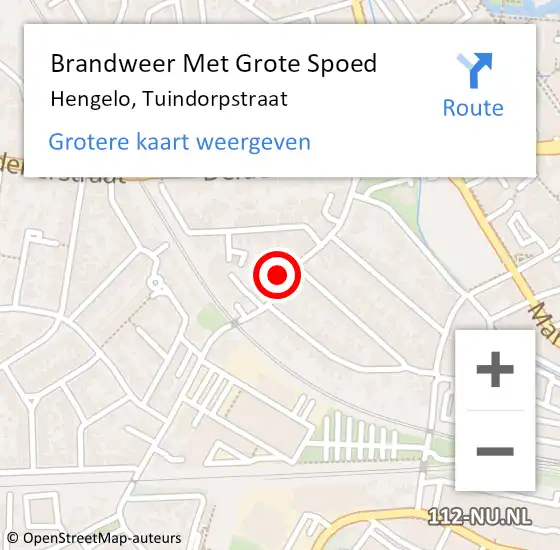 Locatie op kaart van de 112 melding: Brandweer Met Grote Spoed Naar Hengelo, Tuindorpstraat op 25 december 2024 04:33