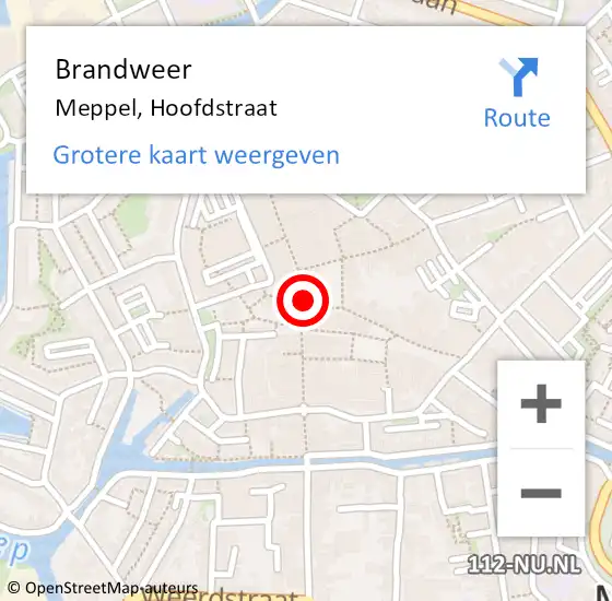 Locatie op kaart van de 112 melding: Brandweer Meppel, Hoofdstraat op 25 december 2024 05:04