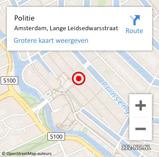 Locatie op kaart van de 112 melding: Politie Amsterdam, Lange Leidsedwarsstraat op 25 december 2024 05:17