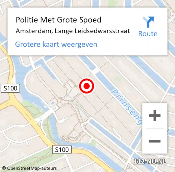 Locatie op kaart van de 112 melding: Politie Met Grote Spoed Naar Amsterdam, Lange Leidsedwarsstraat op 25 december 2024 05:17