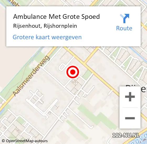 Locatie op kaart van de 112 melding: Ambulance Met Grote Spoed Naar Rijsenhout, Rijshornplein op 25 december 2024 05:57