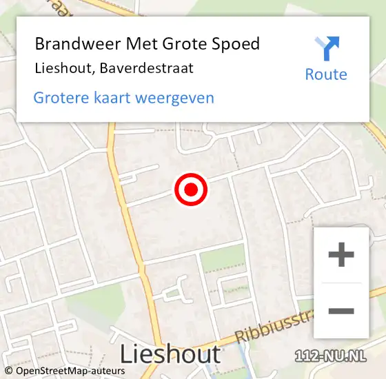 Locatie op kaart van de 112 melding: Brandweer Met Grote Spoed Naar Lieshout, Baverdestraat op 25 december 2024 06:41