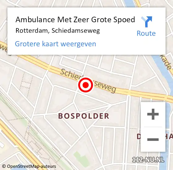 Locatie op kaart van de 112 melding: Ambulance Met Zeer Grote Spoed Naar Rotterdam, Schiedamseweg op 25 december 2024 07:24