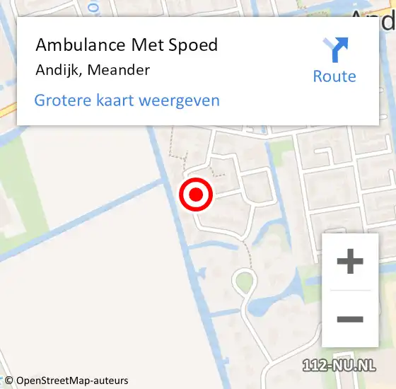 Locatie op kaart van de 112 melding: Ambulance Met Spoed Naar Andijk, Meander op 25 december 2024 07:47