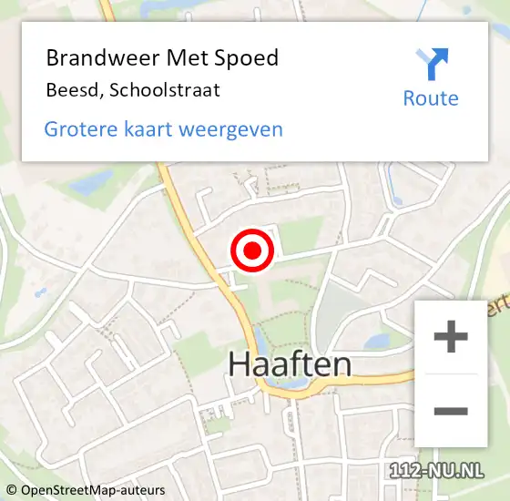 Locatie op kaart van de 112 melding: Brandweer Met Spoed Naar Beesd, Schoolstraat op 25 december 2024 07:53