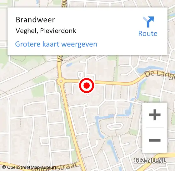 Locatie op kaart van de 112 melding: Brandweer Veghel, Plevierdonk op 31 oktober 2014 14:59