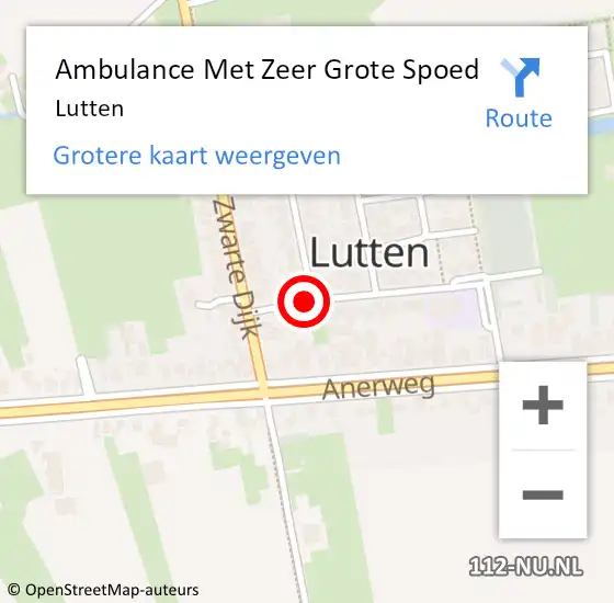 Locatie op kaart van de 112 melding: Ambulance Met Zeer Grote Spoed Naar Lutten op 25 december 2024 08:36