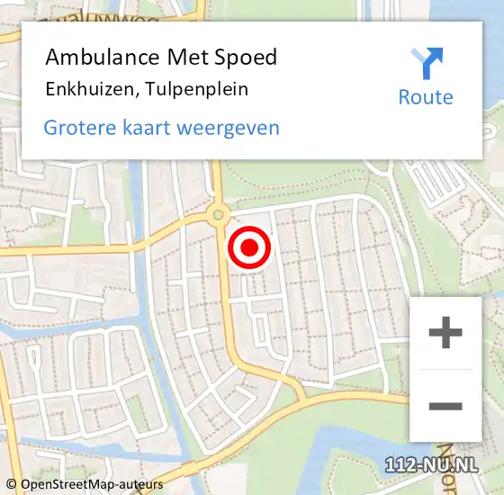 Locatie op kaart van de 112 melding: Ambulance Met Spoed Naar Enkhuizen, Tulpenplein op 25 december 2024 08:56