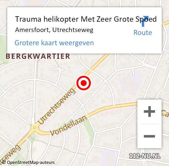 Locatie op kaart van de 112 melding: Trauma helikopter Met Zeer Grote Spoed Naar Amersfoort, Utrechtseweg op 25 december 2024 09:00