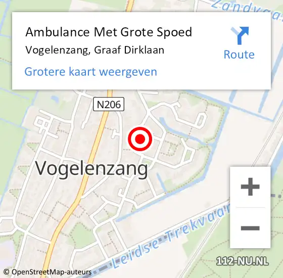 Locatie op kaart van de 112 melding: Ambulance Met Grote Spoed Naar Vogelenzang, Graaf Dirklaan op 25 december 2024 09:03