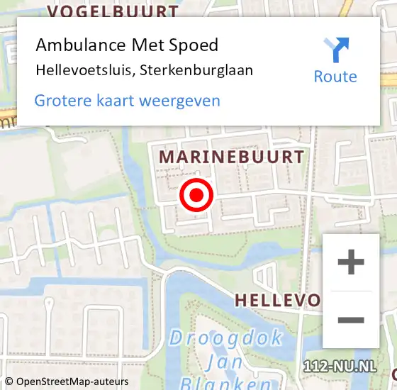 Locatie op kaart van de 112 melding: Ambulance Met Spoed Naar Hellevoetsluis, Sterkenburglaan op 25 december 2024 09:15