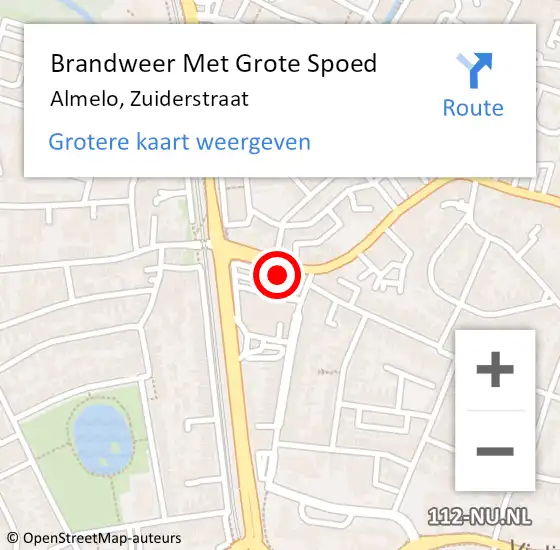 Locatie op kaart van de 112 melding: Brandweer Met Grote Spoed Naar Almelo, Zuiderstraat op 25 december 2024 09:15