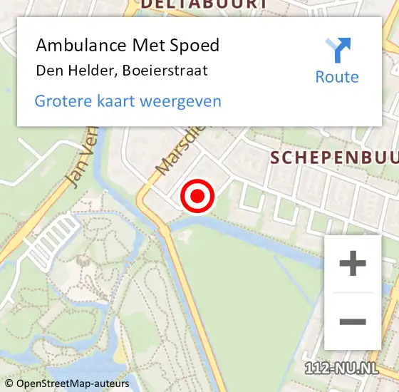 Locatie op kaart van de 112 melding: Ambulance Met Spoed Naar Den Helder, Boeierstraat op 25 december 2024 09:27