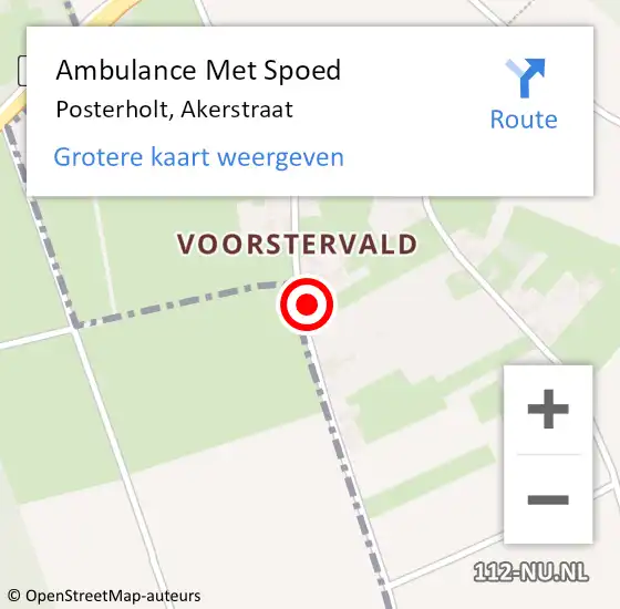 Locatie op kaart van de 112 melding: Ambulance Met Spoed Naar Posterholt, Akerstraat op 25 december 2024 09:39