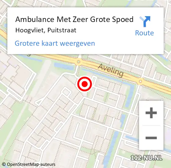 Locatie op kaart van de 112 melding: Ambulance Met Zeer Grote Spoed Naar Hoogvliet, Puitstraat op 25 december 2024 09:45