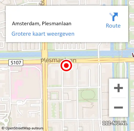 Locatie op kaart van de 112 melding:  Amsterdam, Plesmanlaan op 25 december 2024 09:46