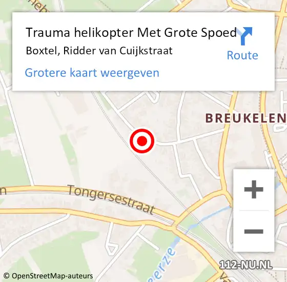 Locatie op kaart van de 112 melding: Trauma helikopter Met Grote Spoed Naar Boxtel, Ridder van Cuijkstraat op 25 december 2024 09:55