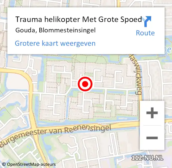 Locatie op kaart van de 112 melding: Trauma helikopter Met Grote Spoed Naar Gouda, Blommesteinsingel op 25 december 2024 09:56