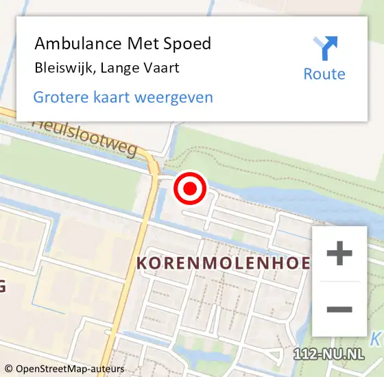 Locatie op kaart van de 112 melding: Ambulance Met Spoed Naar Bleiswijk, Lange Vaart op 25 december 2024 10:05