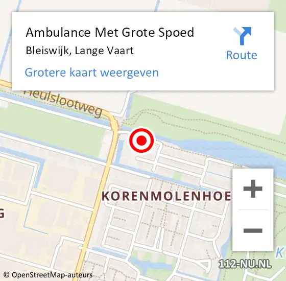 Locatie op kaart van de 112 melding: Ambulance Met Grote Spoed Naar Bleiswijk, Lange Vaart op 25 december 2024 10:17