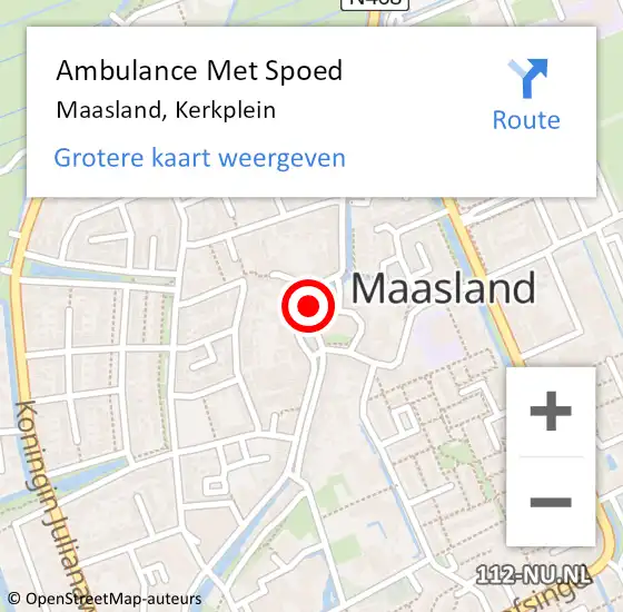 Locatie op kaart van de 112 melding: Ambulance Met Spoed Naar Maasland, Kerkplein op 25 december 2024 10:26