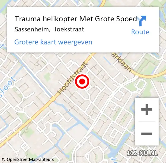 Locatie op kaart van de 112 melding: Trauma helikopter Met Grote Spoed Naar Sassenheim, Hoekstraat op 25 december 2024 10:35