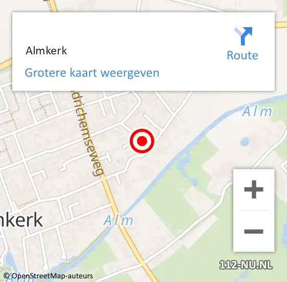 Locatie op kaart van de 112 melding:  Almkerk op 25 december 2024 10:50