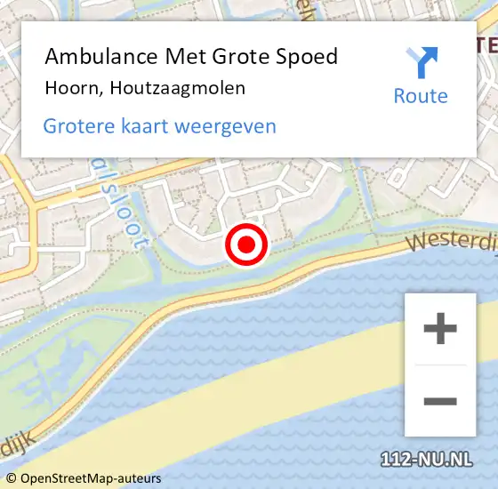 Locatie op kaart van de 112 melding: Ambulance Met Grote Spoed Naar Hoorn, Houtzaagmolen op 25 december 2024 11:10