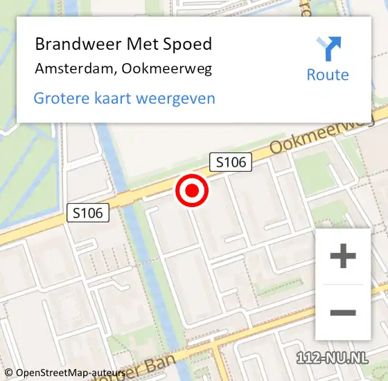 Locatie op kaart van de 112 melding: Brandweer Met Spoed Naar Amsterdam, Ookmeerweg op 25 december 2024 11:34