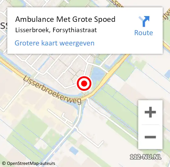 Locatie op kaart van de 112 melding: Ambulance Met Grote Spoed Naar Lisserbroek, Forsythiastraat op 25 december 2024 12:19