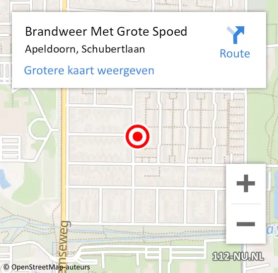 Locatie op kaart van de 112 melding: Brandweer Met Grote Spoed Naar Apeldoorn, Schubertlaan op 25 december 2024 12:45