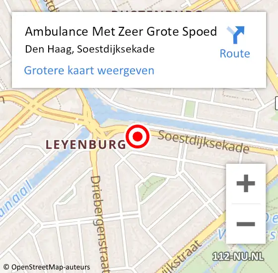 Locatie op kaart van de 112 melding: Ambulance Met Zeer Grote Spoed Naar Den Haag, Soestdijksekade op 25 december 2024 12:59