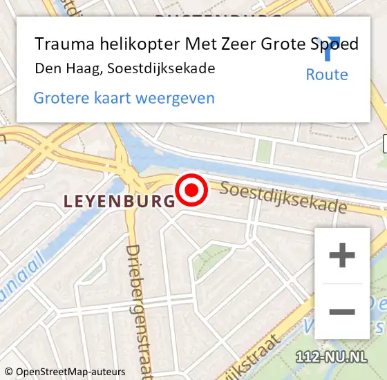 Locatie op kaart van de 112 melding: Trauma helikopter Met Zeer Grote Spoed Naar Den Haag, Soestdijksekade op 25 december 2024 13:00