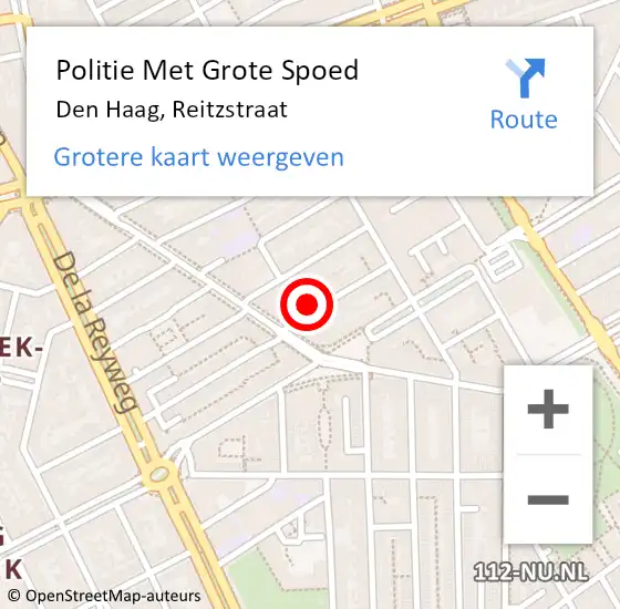 Locatie op kaart van de 112 melding: Politie Met Grote Spoed Naar Den Haag, Reitzstraat op 25 december 2024 13:23