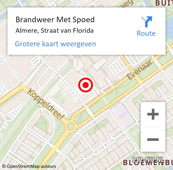 Locatie op kaart van de 112 melding: Brandweer Met Spoed Naar Almere, Straat van Florida op 25 december 2024 13:31