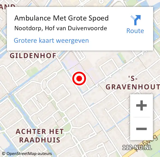 Locatie op kaart van de 112 melding: Ambulance Met Grote Spoed Naar Nootdorp, Hof van Duivenvoorde op 25 december 2024 13:39