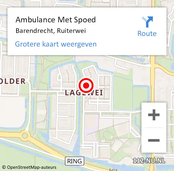 Locatie op kaart van de 112 melding: Ambulance Met Spoed Naar Barendrecht, Ruiterwei op 25 december 2024 13:43