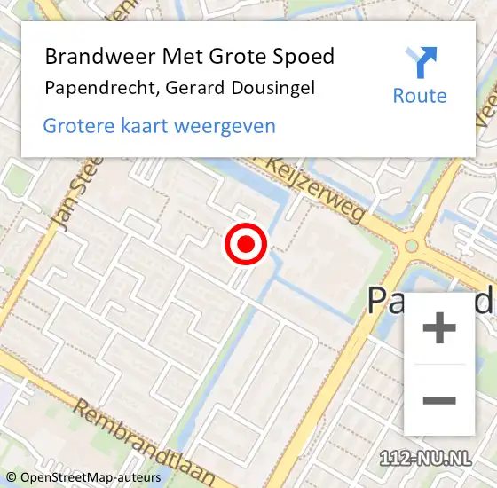 Locatie op kaart van de 112 melding: Brandweer Met Grote Spoed Naar Papendrecht, Gerard Dousingel op 25 december 2024 14:23