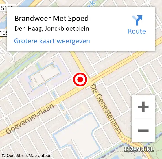 Locatie op kaart van de 112 melding: Brandweer Met Spoed Naar Den Haag, Jonckbloetplein op 25 december 2024 14:49