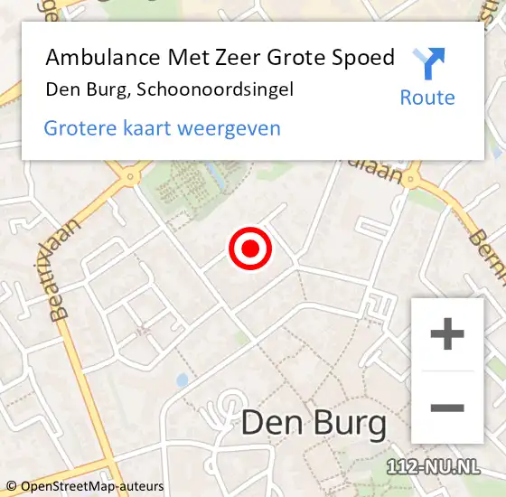 Locatie op kaart van de 112 melding: Ambulance Met Zeer Grote Spoed Naar Den Burg, Schoonoordsingel op 25 december 2024 14:52