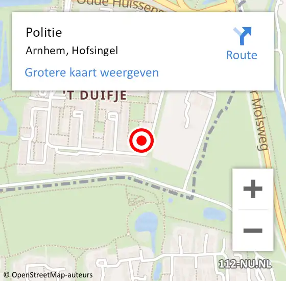 Locatie op kaart van de 112 melding: Politie Arnhem, Hofsingel op 25 december 2024 15:16