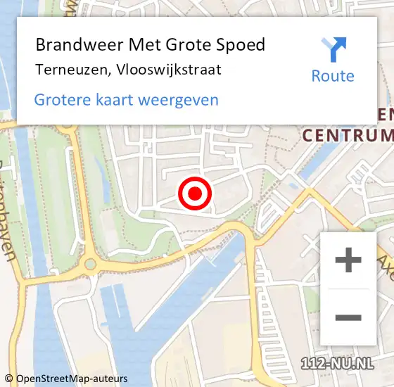 Locatie op kaart van de 112 melding: Brandweer Met Grote Spoed Naar Terneuzen, Vlooswijkstraat op 25 december 2024 15:47