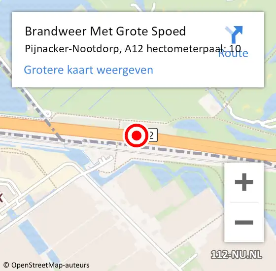 Locatie op kaart van de 112 melding: Brandweer Met Grote Spoed Naar Pijnacker-Nootdorp, A12 hectometerpaal: 10 op 25 december 2024 16:08