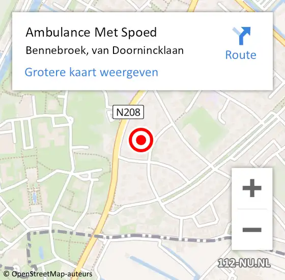 Locatie op kaart van de 112 melding: Ambulance Met Spoed Naar Bennebroek, van Doornincklaan op 25 december 2024 16:35