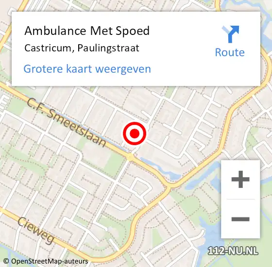 Locatie op kaart van de 112 melding: Ambulance Met Spoed Naar Castricum, Paulingstraat op 25 december 2024 16:48