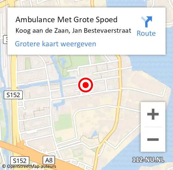 Locatie op kaart van de 112 melding: Ambulance Met Grote Spoed Naar Koog aan de Zaan, Jan Bestevaerstraat op 25 december 2024 16:53