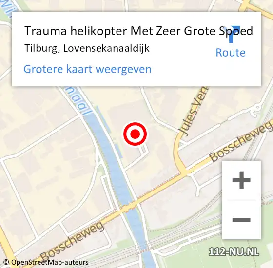 Locatie op kaart van de 112 melding: Trauma helikopter Met Zeer Grote Spoed Naar Tilburg, Lovensekanaaldijk op 25 december 2024 17:37